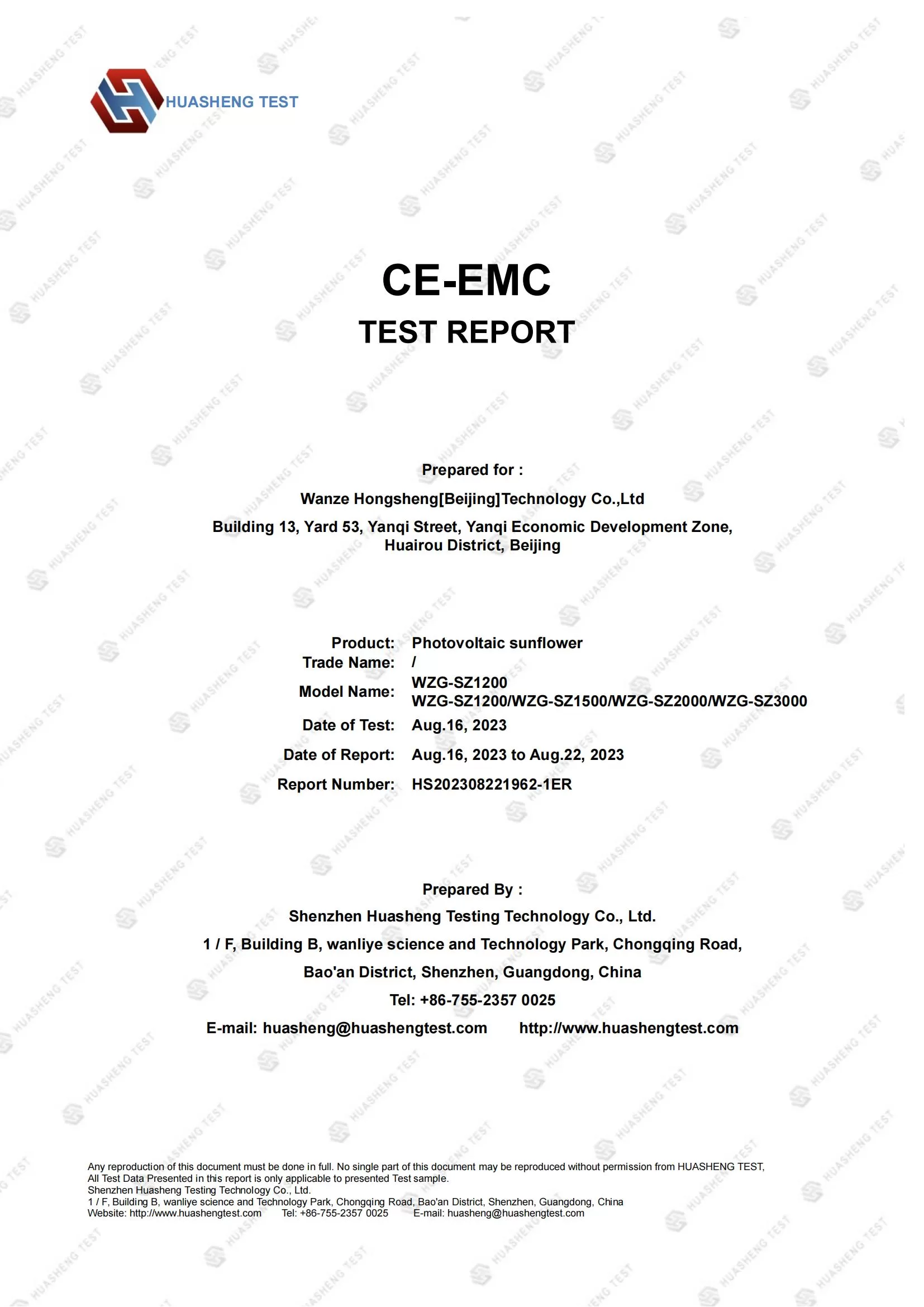 CE-EMC For PV sunflower
